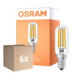 Fordelspakke 6x Osram LED Special E14 Tubular Pære T26 Filament Klar 4.8W 470lm - 827 Ekstra Varm Hvid | Dæmpbar - Erstatter 40W